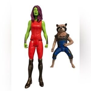 Gamora and Rocket Raccoon from the Marvel Guardians of the Galaxy franchise